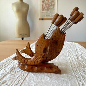 Mid Century Fish Cocktail Fork Holder